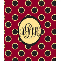 Monogrammed Garnet & Gold Polka Dot  Laundry Bag