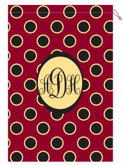 Monogrammed Garnet & Gold Polka Dot  Laundry Bag