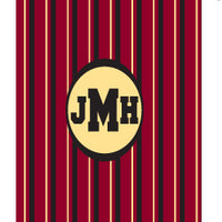 Monogrammed Garnet & Gold Striped Laundry Bag