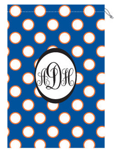 Monogrammed Orange & Royal Polka Dot Laundry Bag
