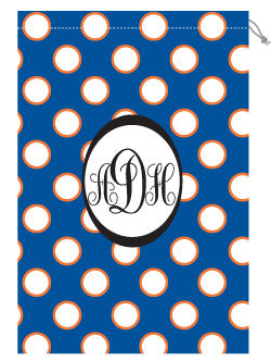 Monogrammed Orange & Royal Polka Dot Laundry Bag