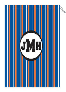 Monogrammed Orange & Royal Striped Laundry Bag