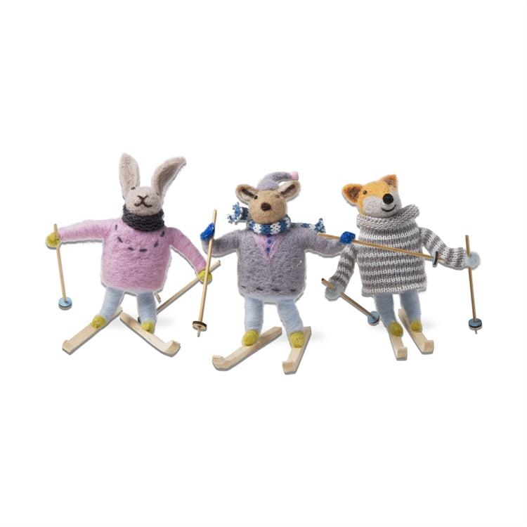 Snow Sport Felt Animal Ornaments