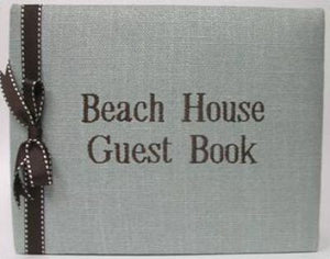 Blue Linen & Brown Guest Book