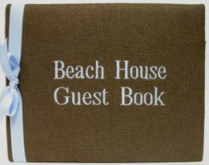 Brown Linen & Blue Guest Book