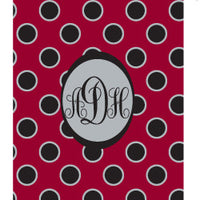 Monogrammed Garnet & Black Polka Dot Laundry Bag