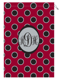 Monogrammed Garnet & Black Polka Dot Laundry Bag