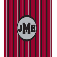 Monogrammed Garnet & Black Striped Laundry Bag