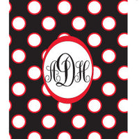 Monogrammed Red & Black Polka Dot Laundry Bag