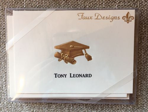 Personalized Gold Graduation Cap Folded Notes