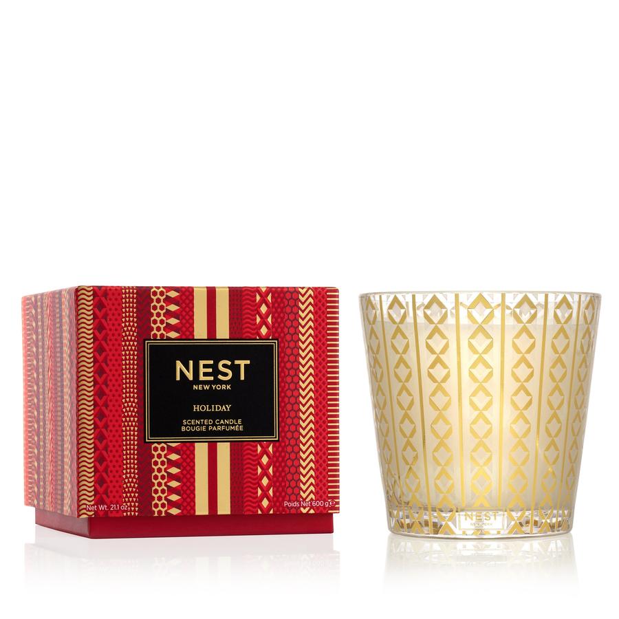 Nest 3 Wick Holiday Candle with Silver Lid