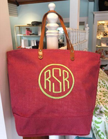 Monogrammed Natural Jute Tote Bag
