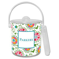 Suzani Monogrammed Lucite Ice Bucket