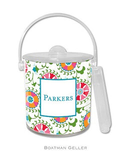 Suzani Monogrammed Lucite Ice Bucket