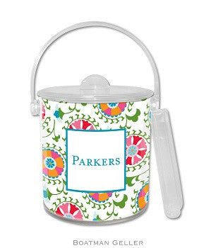 Suzani Monogrammed Lucite Ice Bucket