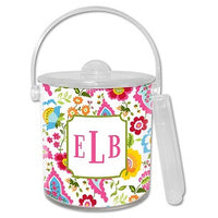 Bright Floral Lucite Ice Bucket