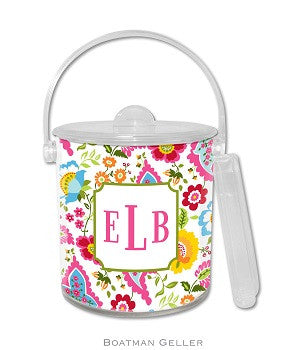 Bright Floral Lucite Ice Bucket