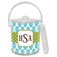 Betti Teal Monogrammed Lucite Ice Bucket