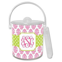 Betti Pink Monogrammed Lucite Ice Bucket
