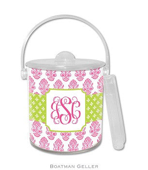 Betti Pink Monogrammed Lucite Ice Bucket