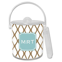 Bamboo Brown & Slate Monogrammed Lucite Ice Bucket