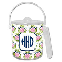 Pineapple Repeat Pink Monogrammed Lucite Ice Bucket