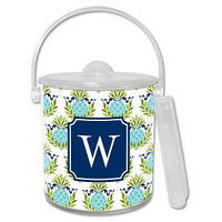 Pineapple Repeat Teal Monogrammed Lucite Ice Bucket