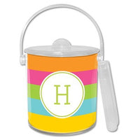 Bold Stripe Monogrammed Lucite Ice Bucket