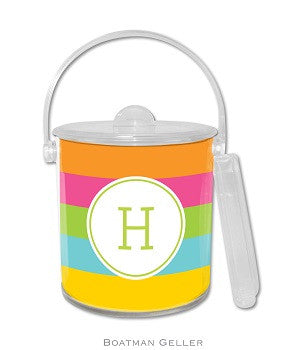 Bold Stripe Monogrammed Lucite Ice Bucket