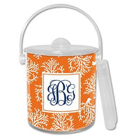 Coral Repeat Monogrammed Lucite Ice Bucket