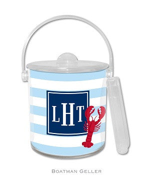 Stripe Lobster  Monogrammed Lucite Ice Bucket