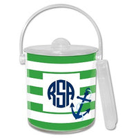 Stripe Anchor Monogrammed Lucite Ice Bucket