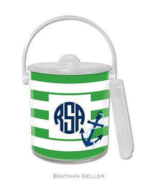 Stripe Anchor Monogrammed Lucite Ice Bucket