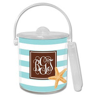 Stripe Starfish Monogrammed Lucite Ice Bucket