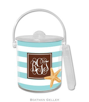 Stripe Starfish Monogrammed Lucite Ice Bucket