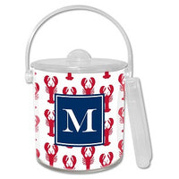 Lobster Red Monogrammed Lucite Ice Bucket