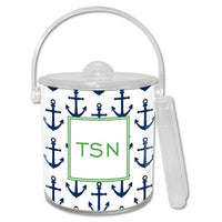 Anchor Navy Monogrammed Lucite Ice Bucket