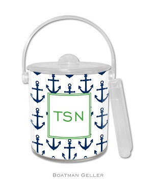 Anchor Navy Monogrammed Lucite Ice Bucket