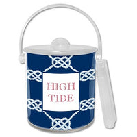 Nautical Knot Navy Monogrammed Lucite Ice Bucket