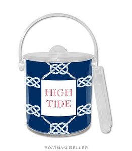 Nautical Knot Navy Monogrammed Lucite Ice Bucket