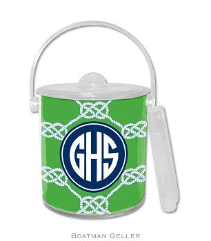 Nautical Knot Kelly Monogrammed Lucite Ice Bucket