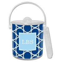 Bamboo Rings Navy Monogrammed Lucite Ice Bucket