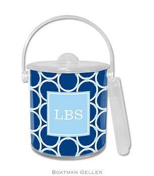 Bamboo Rings Navy Monogrammed Lucite Ice Bucket