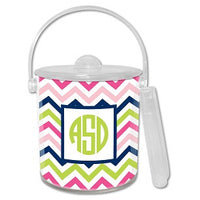 Chevron Pink, Navy, & Lime Monogrammed Lucite Ice Bucket