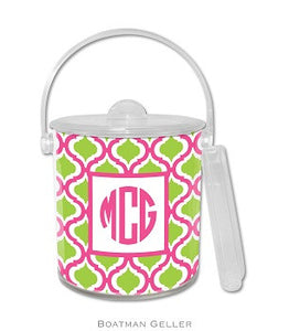 Kate Raspberry & Lime Monogrammed Lucite Ice Bucket