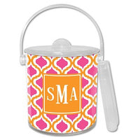 Kate Tangerine & Raspberry Monogrammed Lucite Ice Bucket