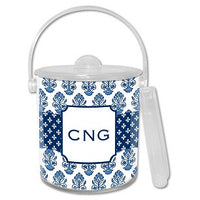 Betti Navy Monogrammed Lucite Ice Bucket