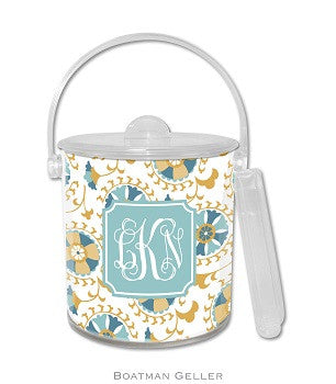 Suzani Gold Monogrammed Lucite Ice Bucket