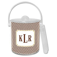 Herringbone Chocolate Monogrammed Lucite Ice Bucket