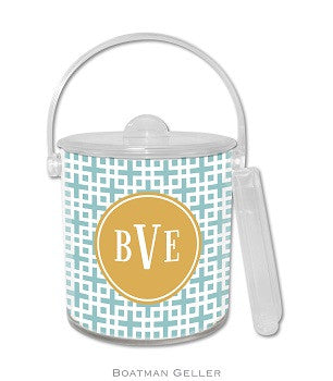 Lattice Slate Monogrammed Lucite Ice Bucket